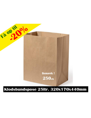 Brick bottom bag brown 25L. 80gr 320x170x440mm 250pc/box -  2