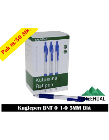 Kuglepen m. trykknap blå stregbredde 0,7mm -  2