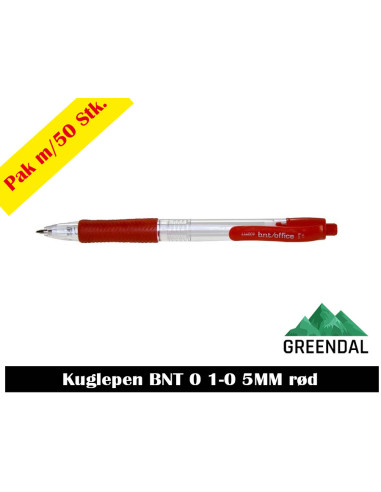 Kuglepen m. trykknap Rød stregbredde 0,5mm - 