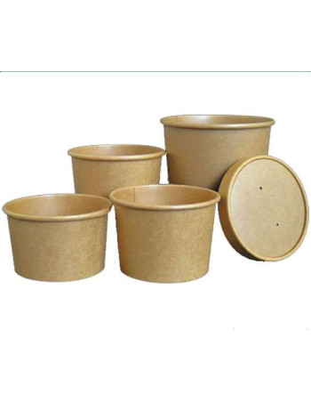 Lid Soup/Deli Bowl Nature Cardboard Brown 8oz/400ml 10x50pc/box -  2