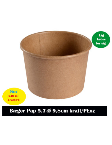 Suppe/Deli Skål Natur Pap Brun 240ml 10x50stk/kar 
