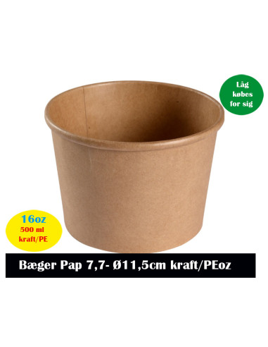 Soup/Deli Bowl Nature Cardboard Brown 16oz/500ml 10x50pc/box - 