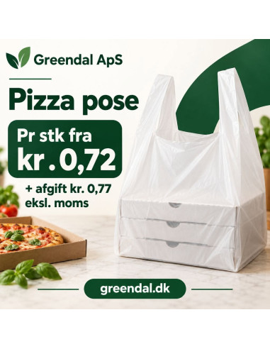 Bærepose Pizza pose plast HDPE 390/180x580mm Hvid 500stk/kar - 