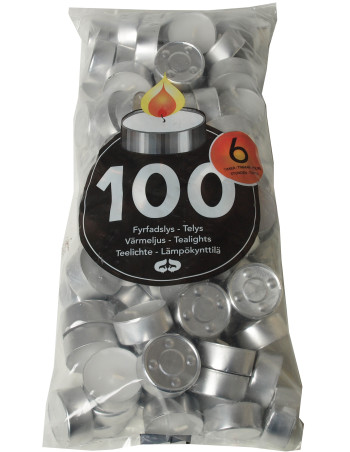 Tealight white 6 hours 6x100pc/box -  2