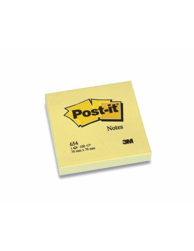 Post-it block 654 yellow 76x76mm 100bl 3M 12pc/pack - 