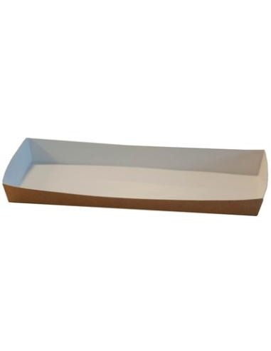 Sausage tray with edge 20x9x2cm Brown/White 6x100pc/box - 