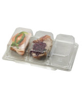 Plastic tray w/hinged lid 3-room Sandwiches - 