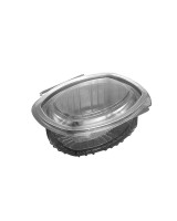 Plastic tray w/hinged lid Oval Ready 100pc/pack - 