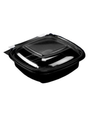 Salatbakke SquarePac m/ hængslet låg Sort - Salatbakke SquarePac m/ hængslet låg Sort -
