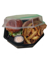 Plastic tray Octaview w/hinged lid black 23x23x8cm - 
