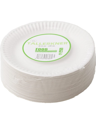 Plate White Cardboard 15cm 20x100pc/box - 