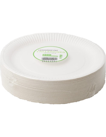 Tallerken Hvid Pap 23cm 10x100stk/kar - 