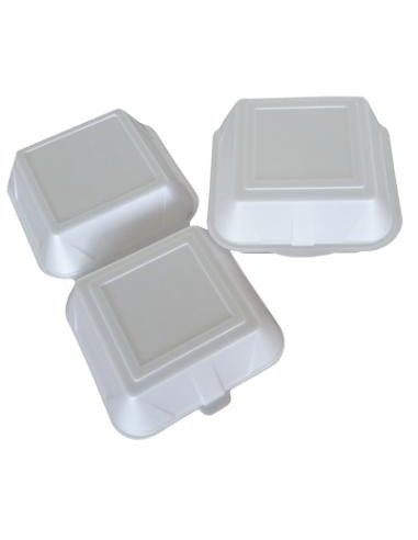 Burgeræske Skum m/låg XXL 21x21x11cm Hvid 2x100stk/pak - 