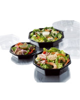 Plastic tray Octaview 1-room 19x19x6cm 850ml Black 270pc/box - 