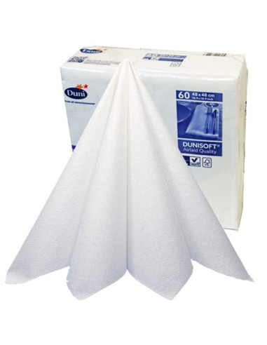 Napkin Duni 48x48cm Airlaid 1/4 fold White 360pc/box - 