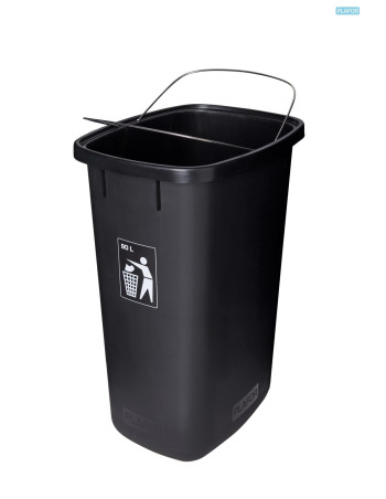 Affaldsbeholder åben låg 90L Sort -  2