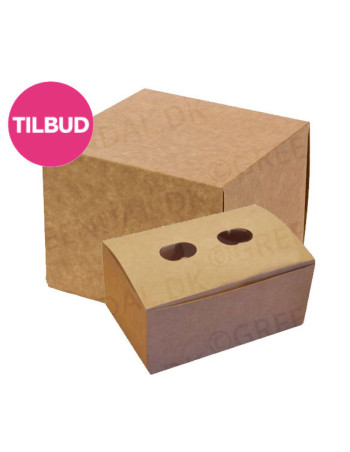 French Fries Box w/lid Kraft Brown 4x100pc/box -  2