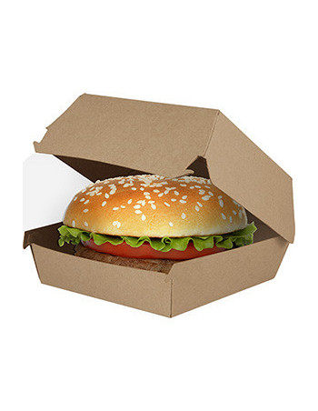 Burger box 12x12x8cm Kraft brown/white 300pc/box - 