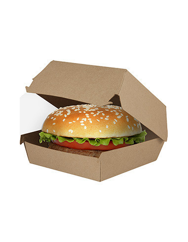 Burgerboks 12x12x8cm Kraft brun/hvid 300stk/kar - 