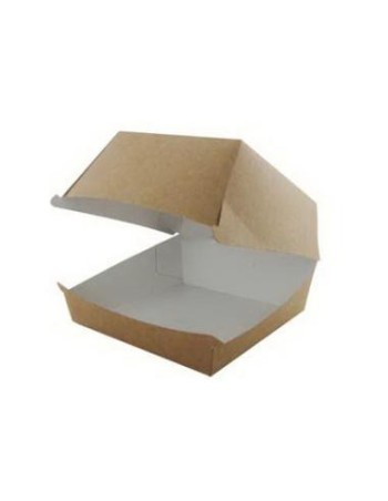 Burger box 12x12x8cm Kraft brown/white 300pc/box -  2