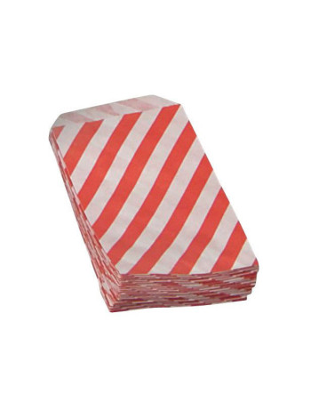 Confectionery bag white w/red stripes 1000pc/pack - 