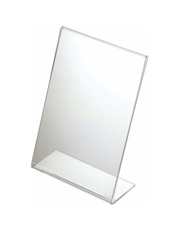 Brochure display acrylic A6 clear L-shape oblique t/table vertical - 