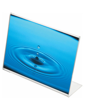 Brochure display acrylic A7 clear L-shape oblique t/table horizontal - 