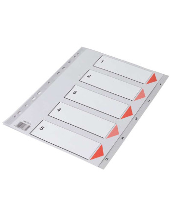 Plastic register Q-Line A4 1-5 grey m/cardboard cover 25pc/set - 