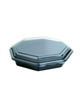 Plastic tray Octaview 1-room 23x23x5cm 1000ml Black 190pc/box - 