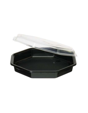 Plastic tray Octaview 1-room 23x23x5cm 1000ml Black 190pc/box -  2