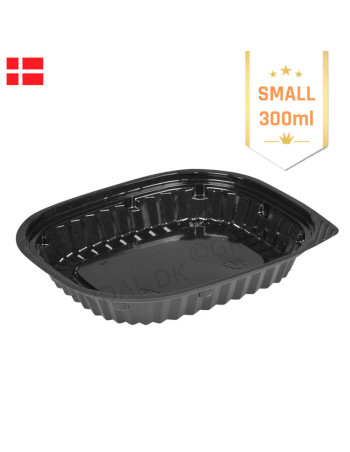 Sushi Tray Small (V.Pack) DK Oval Bottom/Lid Black 500pc/box - 