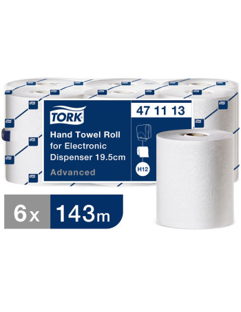 Håndklædeark Tork Advanced H12 2-lags Hvid 471113 enMotion 6rul/kar - 