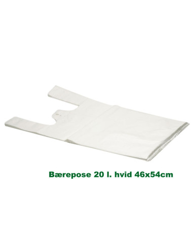 T-shirts Bærepose 20 l hvid HDPE/virgin 46x54cm 1000stk/kar - 