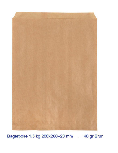 Bagerpose brun 1,5 kg. 1000stk/pak - 