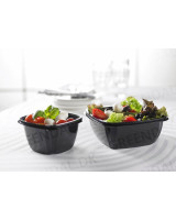 Salad Tray SquarePac w/ hinged lid Black - 