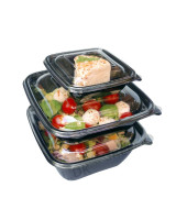 Salad Tray SquarePac w/ hinged lid Black - 