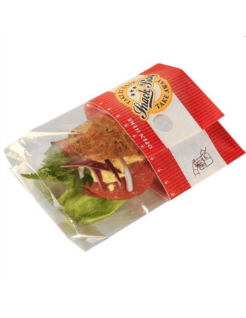 Snack bag M rød papir/PE/PET sidefalset m. afriv. -  2