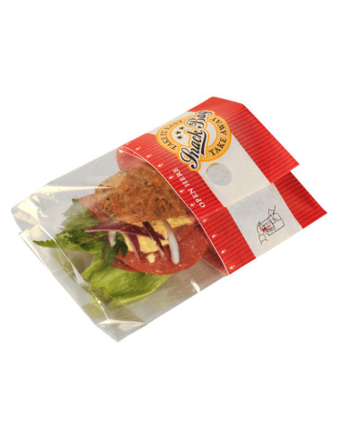 Snack bag M rød papir/PE/PET sidefalset m. afriv. - 