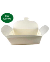 China Box White W/Pattern (Noodle Tray) Cardboard 50pc/pak - 