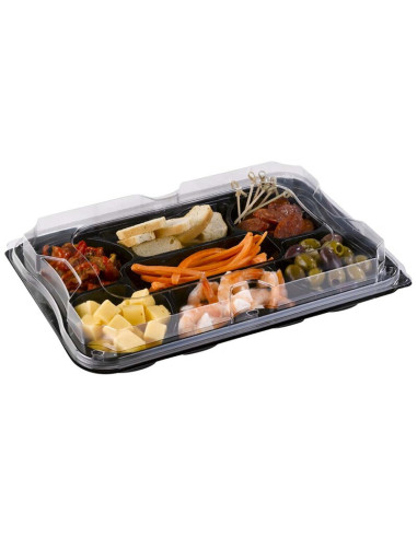 Tapas/dish Tray 7-room w/loose lid 25pc/box - 