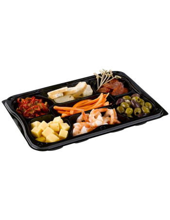 Tapas/dish Tray 7-room w/loose lid 25pc/box -  2
