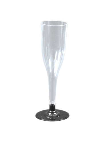 Plastic glass champagne black foot 12pc/pack - 