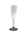 Plastic glass champagne black foot 12pc/pack - 