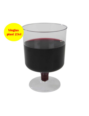 Plastic glass of red wine 20cl m/foot 10pc/pack - 