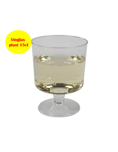 Plastic glass of white wine 15cl m/foot 10pc/pack - 