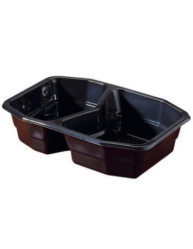 Tray 2-room 400/500ml Black 340pc/box - 