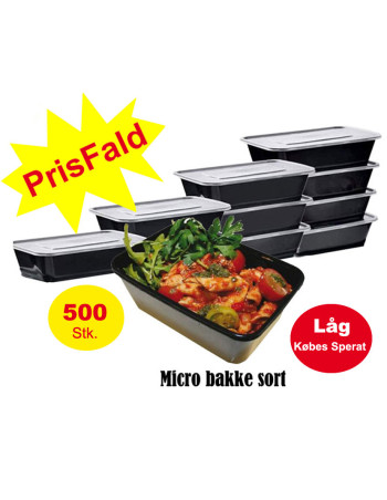 Micro Bakke Sort 960ml 10x50stk/kar -  2