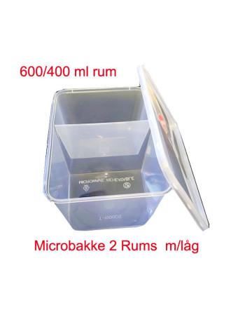 Micro Tray 2-room Transparent 600/400ml 50pc/ps - 