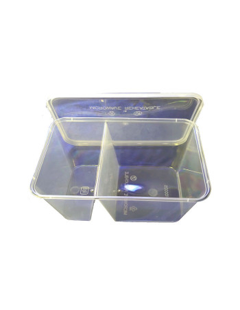 Micro Tray 2-room Transparent 600/400ml 50pc/ps -  2