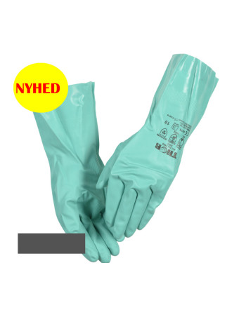 Husholdningshandske THOR 8 grøn nitril m/velour ru overflade -  2